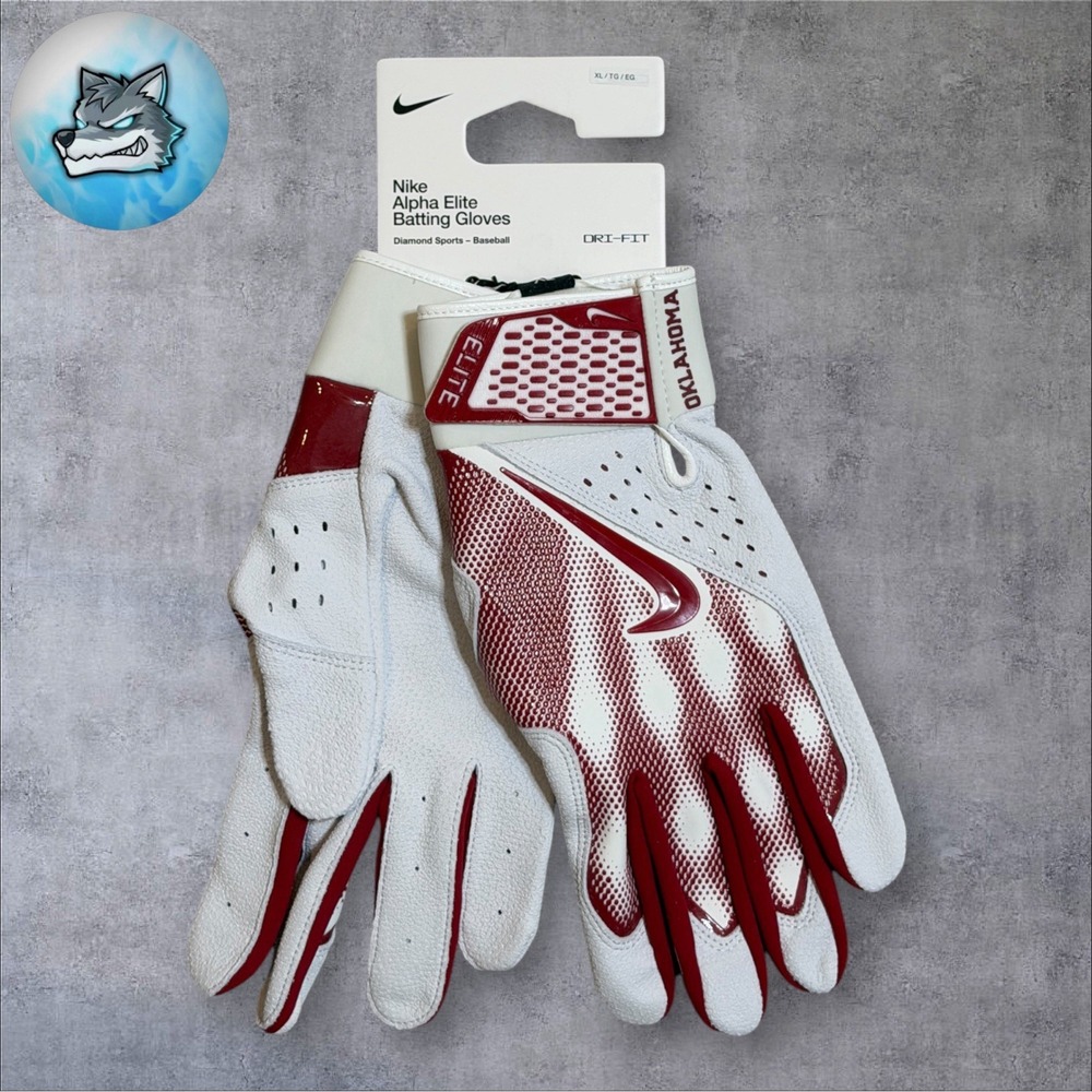 Nike Alpha Elite Batting Gloves Oklahoma Sooners Team Issued Mens XL FB4183-192